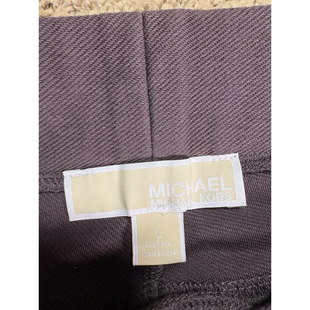 Michael Kors Ponte Pull On Jeggings Women Large Brown Stretch Knit Office - Picture 2 of 10